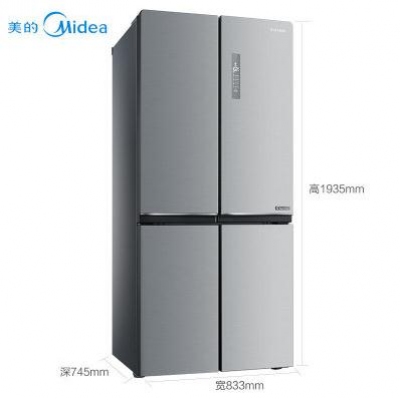 美的(Midea)513升十字對開門家用超薄電冰箱四門風冷無霜雙變頻一級能效 溫濕精控 抗菌保鮮